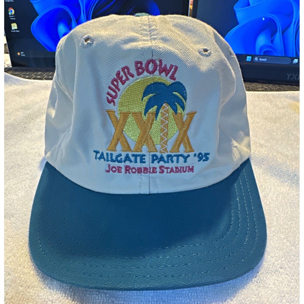 AJD Super Bowl XXIX Tailgate Party Joe Robbie Stadium Hat White Blue NFL